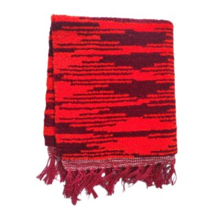 Fluffy Woolen Comfort Asan | Red and Maroon Stripes | Meditaion Mat [65 X 51cm]