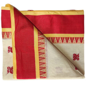 Bengal handloom Saree| Tant | 100% Pure Cotton  | White and Red Colour