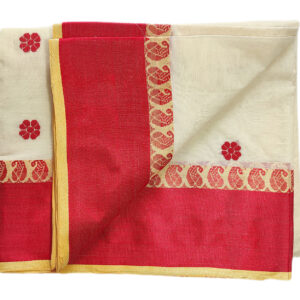 Bengal handloom Saree| Tant | 100% Pure Cotton  | White and Red Colour