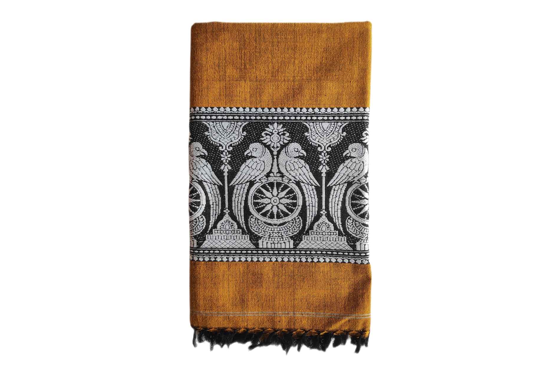dark-yellow-cotton-design-shawl-chadar-knitted-handloom-80-x-38-inch