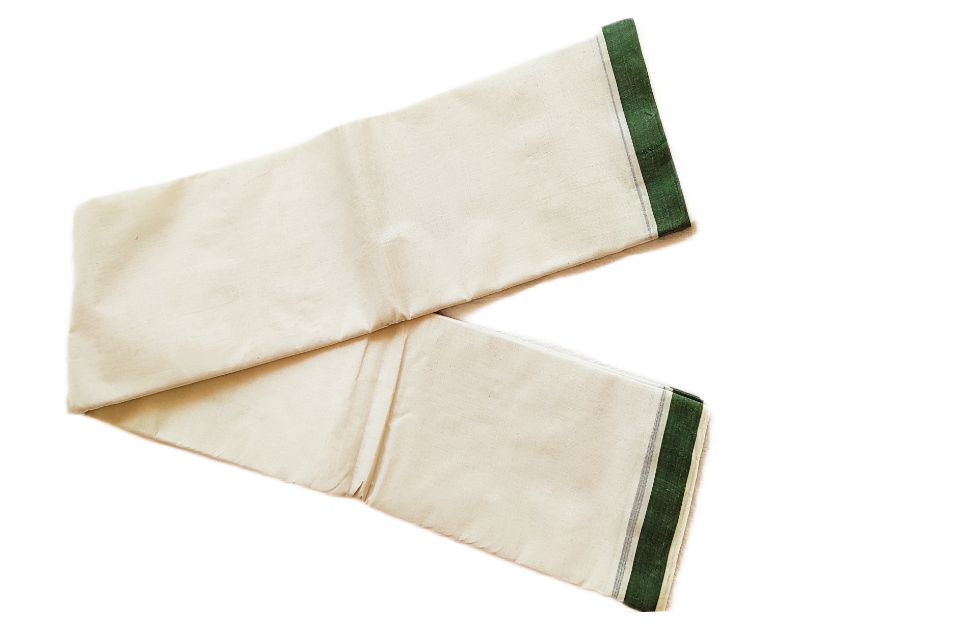 handloom-100-pure-cotton-uttaria-white-body-green-border-100-x-47-inch