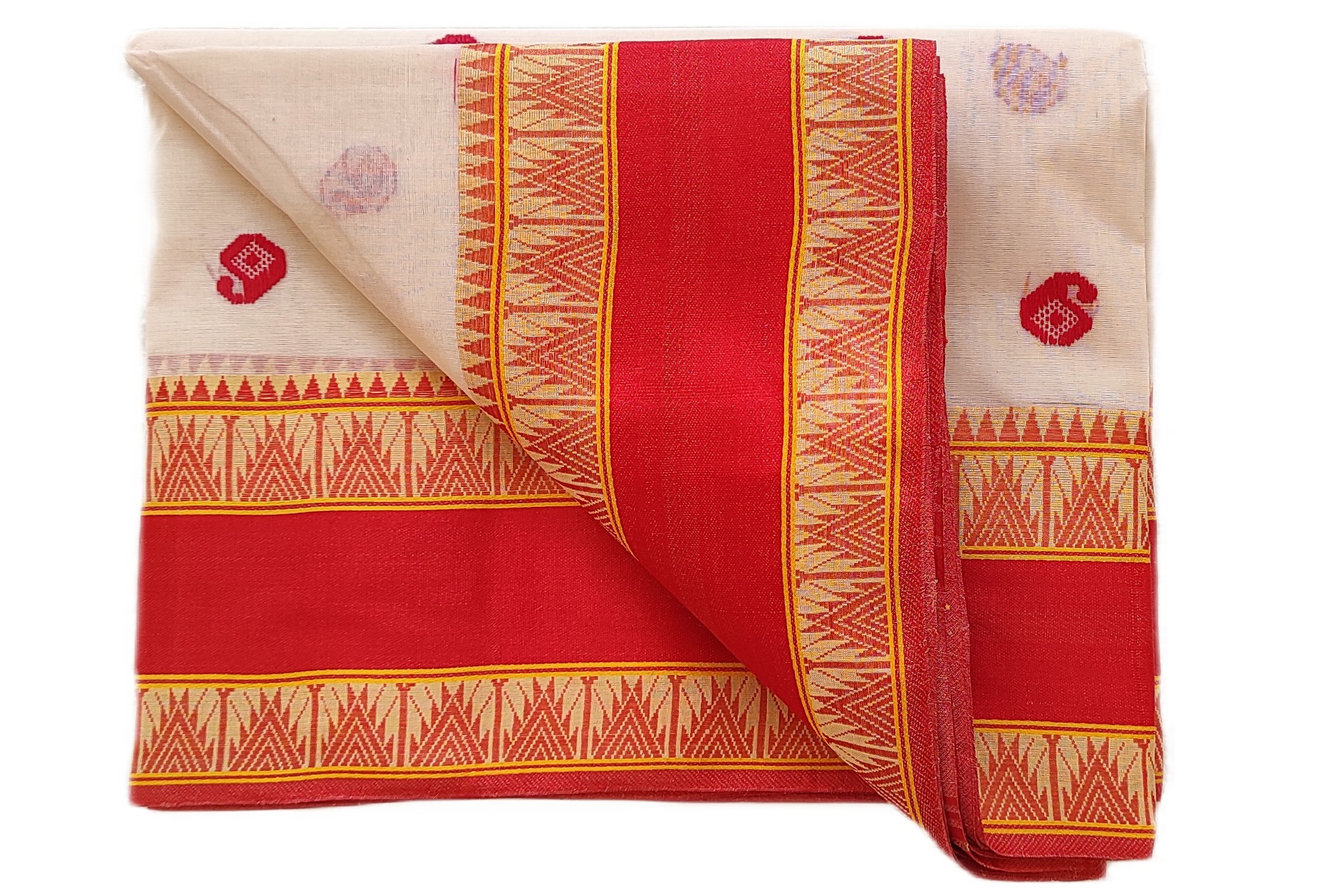 bengal-handloom-saree-tant-100-pure-cotton-white-and-red-colour-7