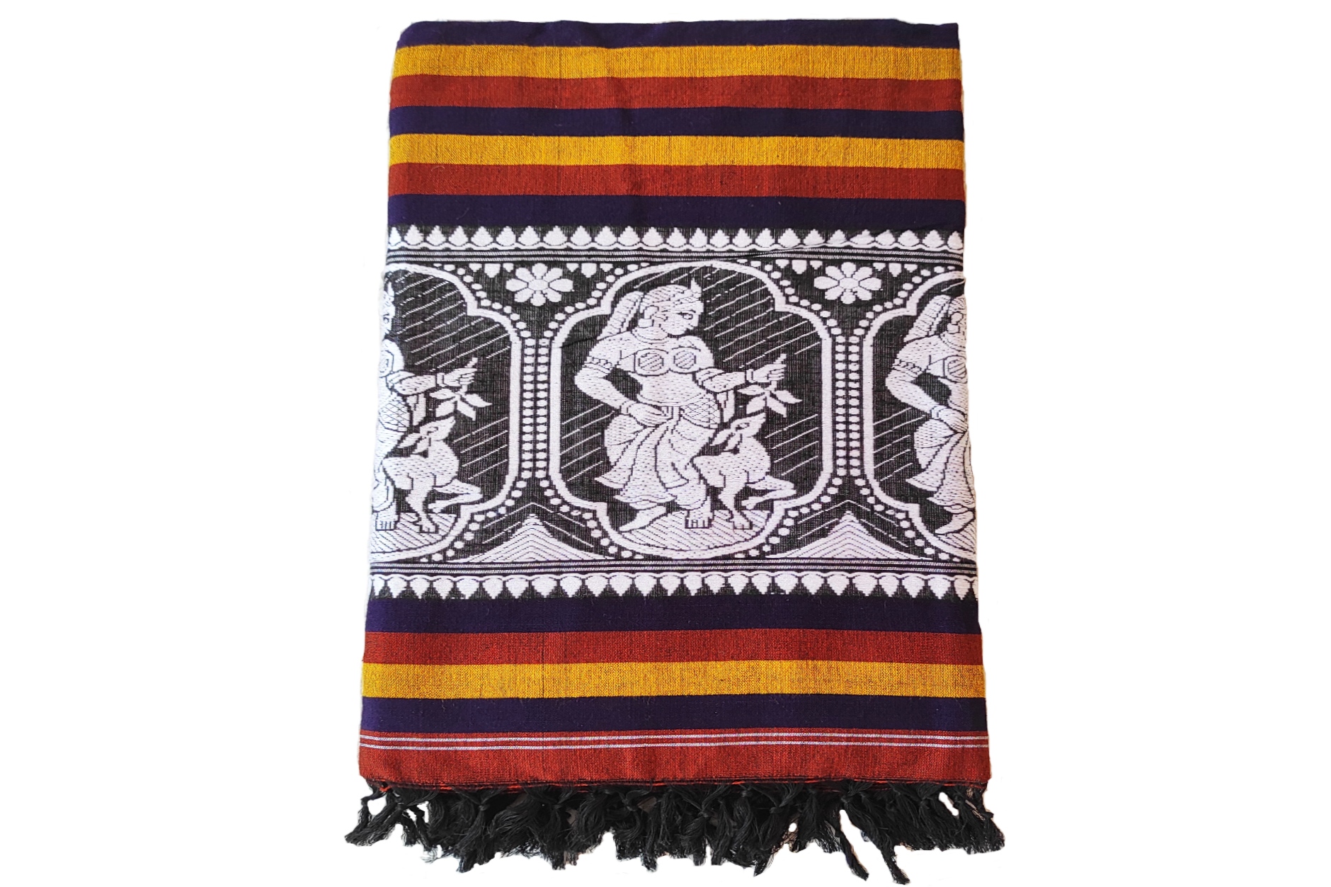 red-yellow-blue-cotton-design-shawl-chadar-knitted-handloom-80-x-38-inch