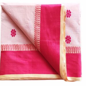 Bengal handloom Saree| Tant | 100% Pure Cotton | Light Pink and Red Colour