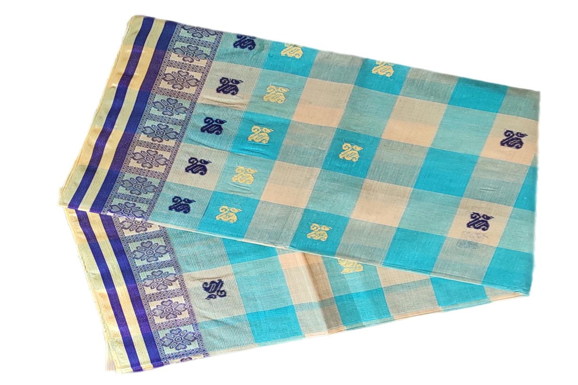 bengal-handloom-saree-tant-100-pure-cotton-sky-blue-colour-2