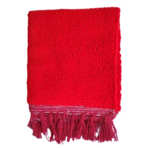 Fluffy Woolen Comfort Asan | Red Colour | Meditaion Mat [65 X 51cm]