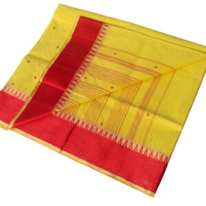 Bengal handloom Saree| Tant |100% Pure Cotton | Yellow and Red Colour