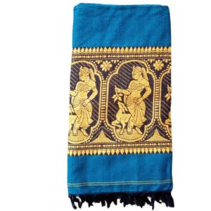 GREEN-YELLOW Cotton Design Shawl | Chadar | Knitted Handloom [80 x 38 inch]