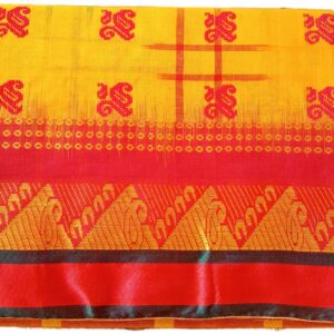 Bengal handloom Saree| Tant | 100% Pure Cotton  | Red and Yellow Colour