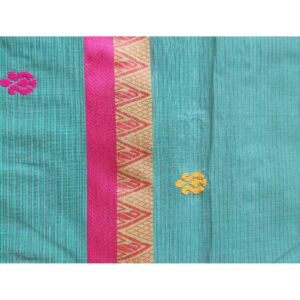 Bengal handloom Saree| Tant | 100% Pure Cotton  | Emerald Green and Red colour