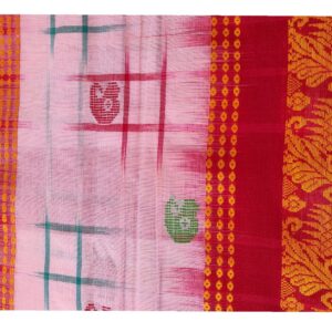 Bengal handloom Saree| Tant | 100% Pure Cotton  | White and Red Colour