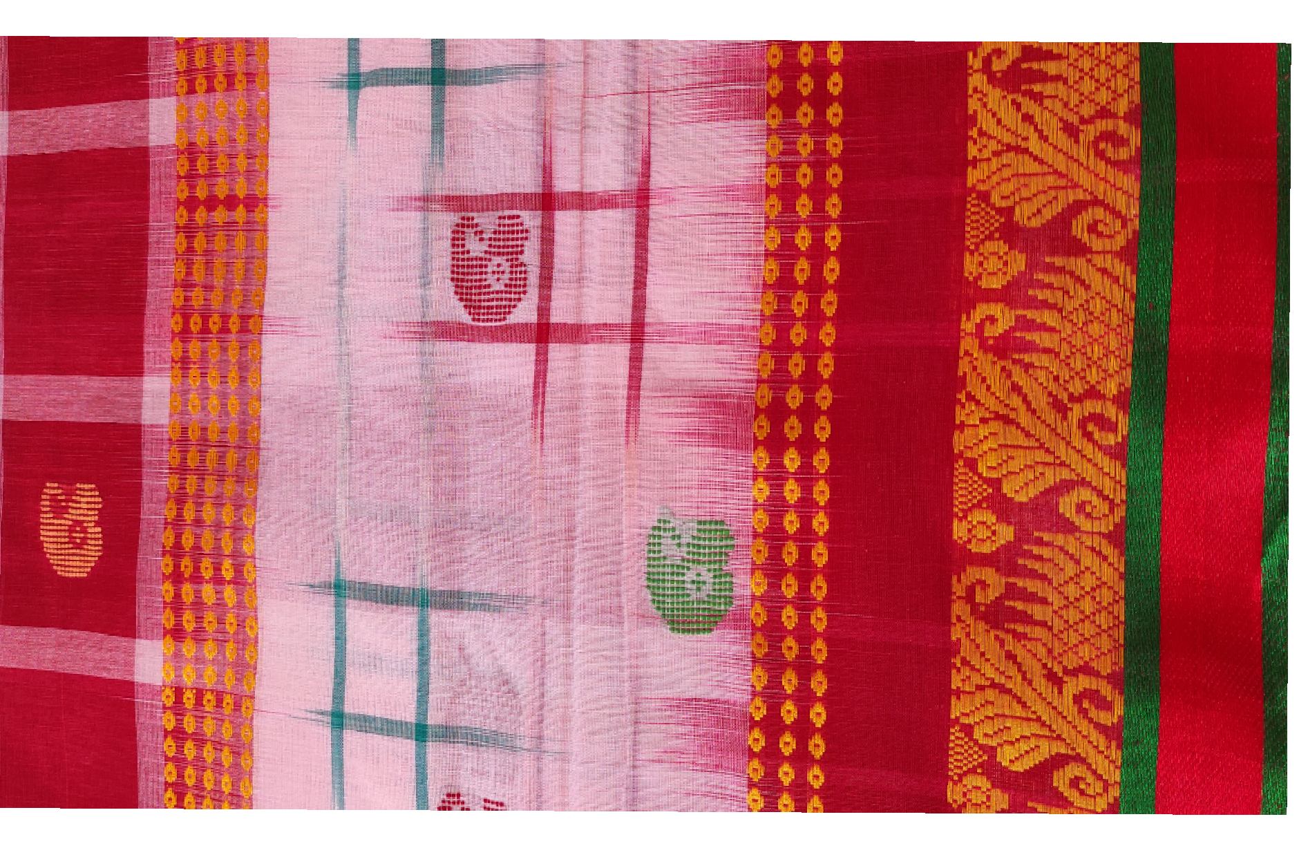 bengal-handloom-saree-tant-100-pure-cotton-white-and-red-colour-5