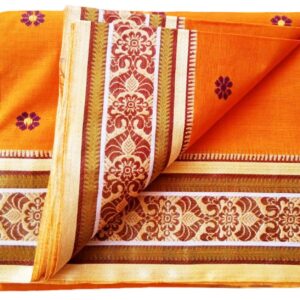 Bengal handloom Saree| Tant | 100% Pure Cotton  | Yellow and Brown Colour