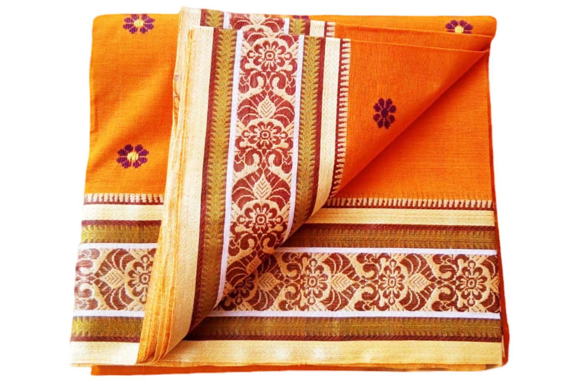 bengal-handloom-saree-tant-100-pure-cotton-yellow-and-brown-colour