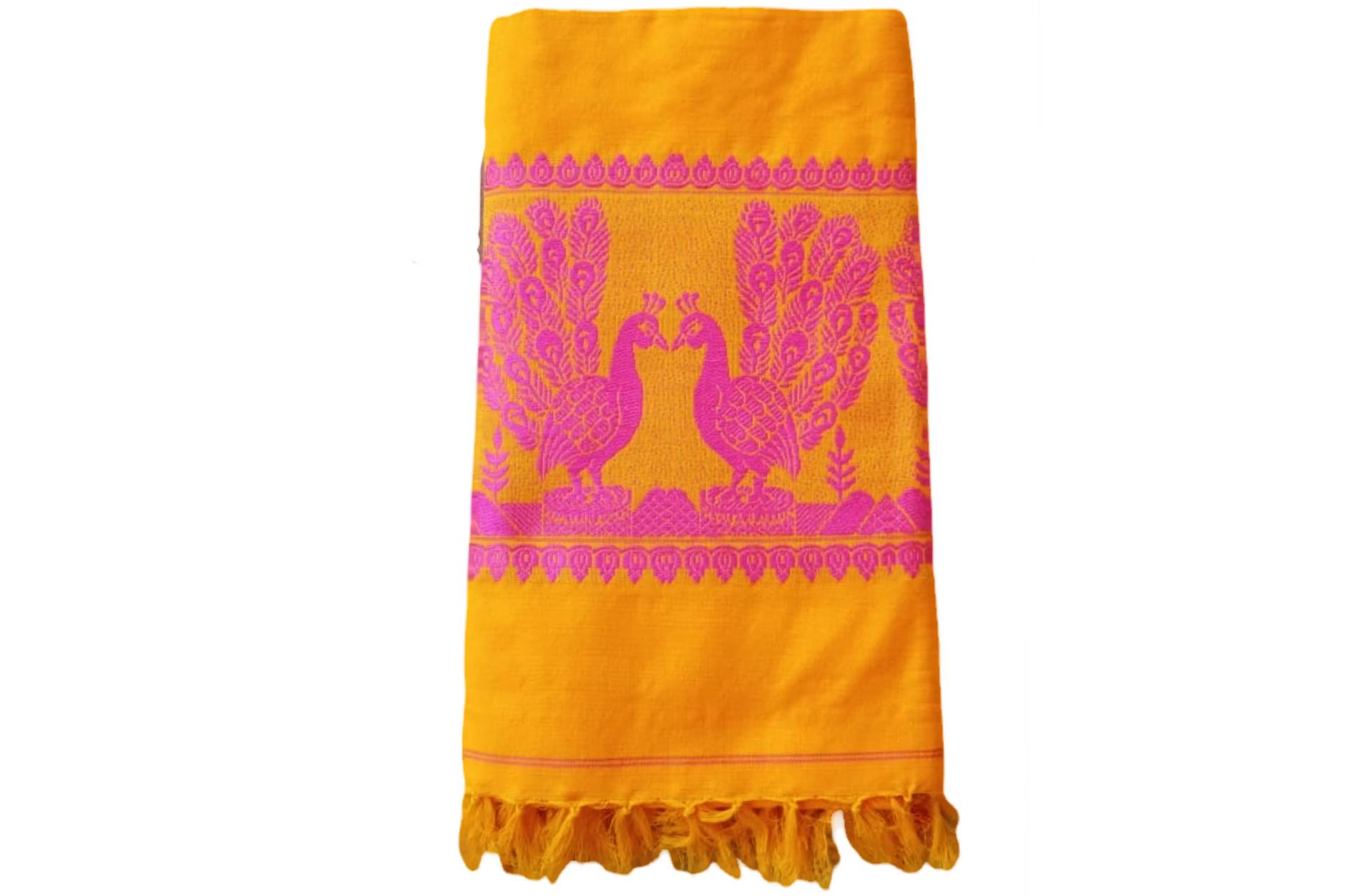 yellow-cotton-design-of-peacock-shawl-chadar-knitted-handloom-80-x-38-inch-2