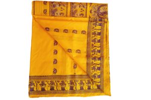 Baluchuri Tant Saree Bengal Handloom| Baluchuri Tant Saree With Blouse Piece | Yellow and Brown Colour