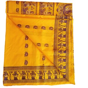 Baluchuri Tant Saree Bengal Handloom| Baluchuri Tant Saree With Blouse Piece | Yellow and Brown Colour